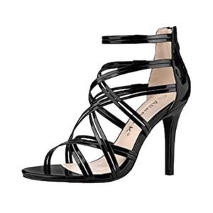 Allegra K Women Open Toe Strappy Stiletto Heel Sandals Black Shoes Size 7,Casual